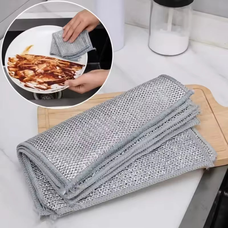 Premium Non-Scratch Wire Mesh Cleaning Cloths - Reusable Heavy-Duty Dishwashing and Surface Scrubbing Cloths by Vokuran