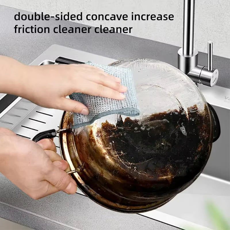 Premium Non-Scratch Wire Mesh Cleaning Cloths - Reusable Heavy-Duty Dishwashing and Surface Scrubbing Cloths by Vokuran