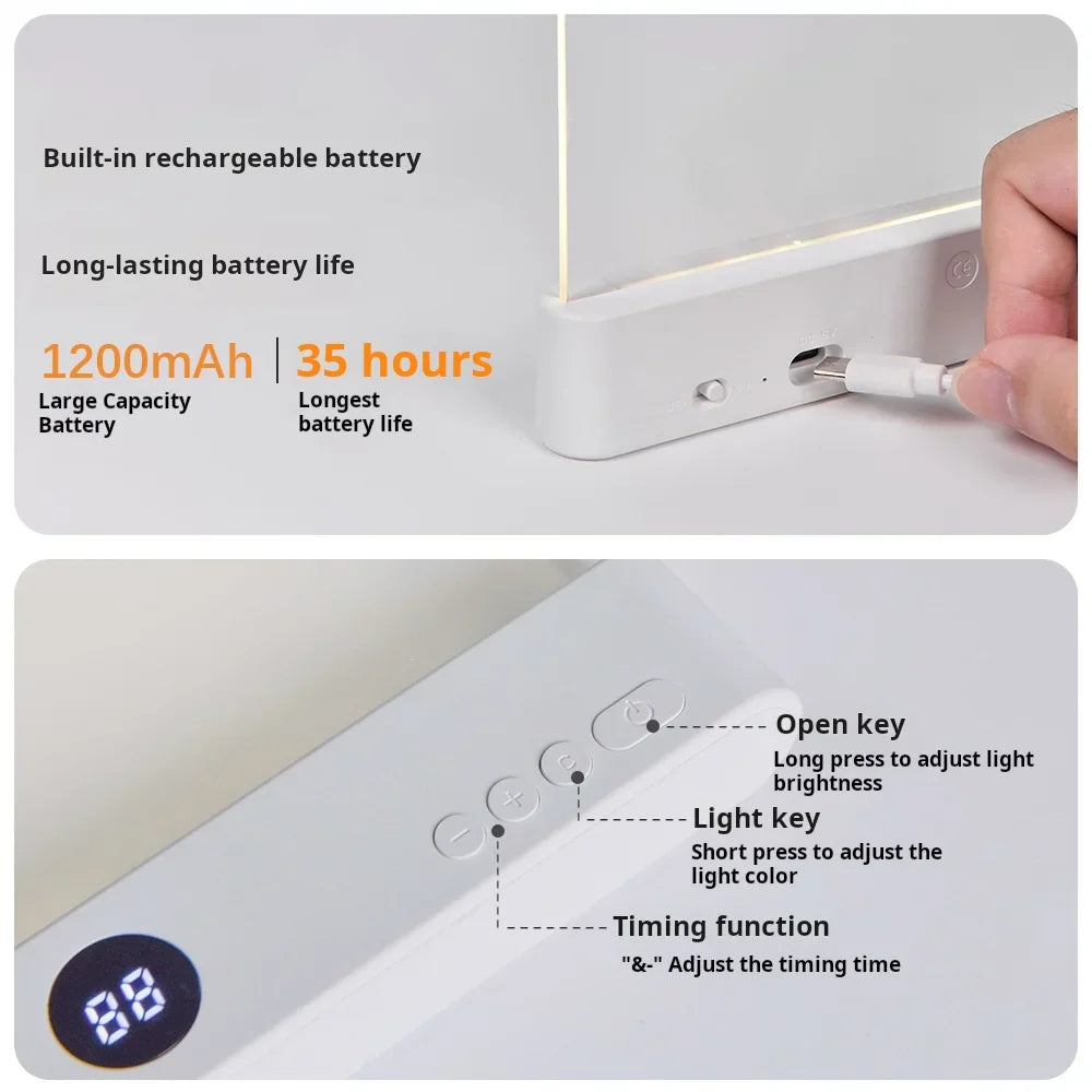 Vokuran Rechargeable LED Book Light for Reading in Bed - Eye-Caring Clip-on Reading Lamp with Adjustable Brightness, Type-C Cable Included