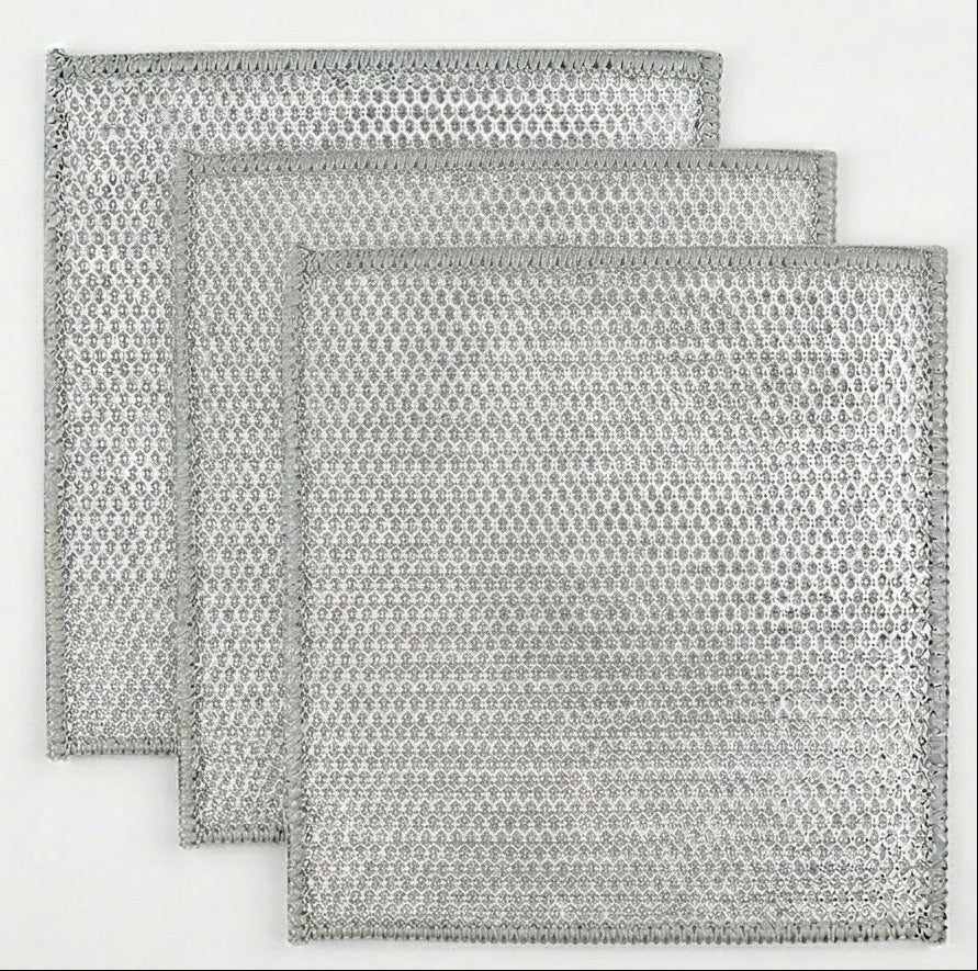 Premium Non-Scratch Wire Mesh Cleaning Cloths - Reusable Heavy-Duty Dishwashing and Surface Scrubbing Cloths by Vokuran
