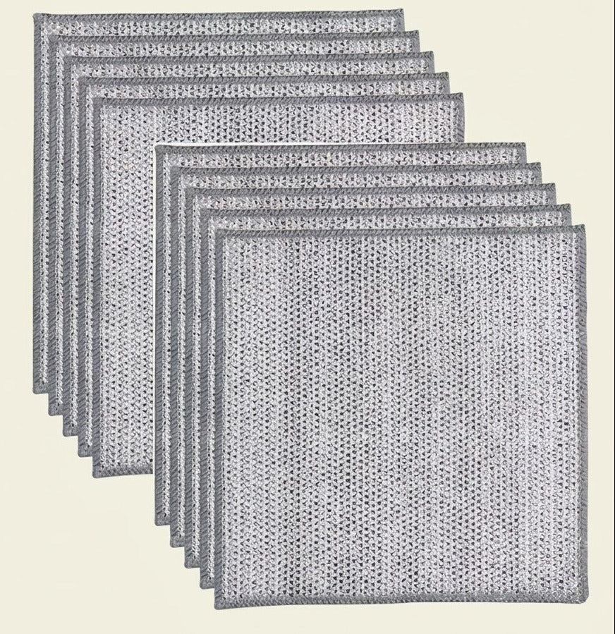 Premium Non-Scratch Wire Mesh Cleaning Cloths - Reusable Heavy-Duty Dishwashing and Surface Scrubbing Cloths by Vokuran